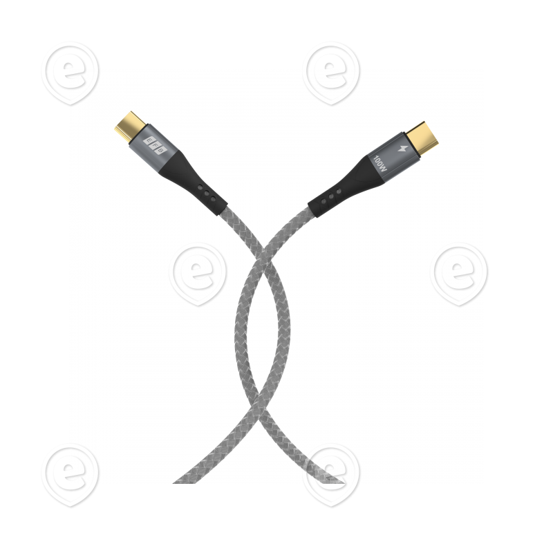 USB-C kaabel 100W PD 3.0 5A E-Marker Chip 0,5m , hall tekstiil