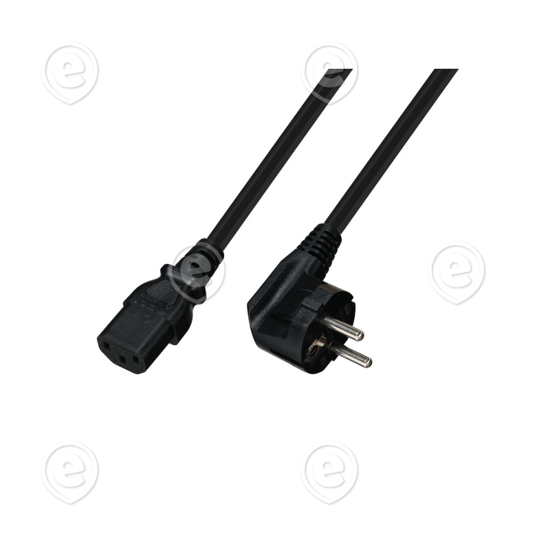 Toitejuhe ultraflex C13+Schuko pistik 90°, 1,0M, H05VV-F 3x0.75mm², must