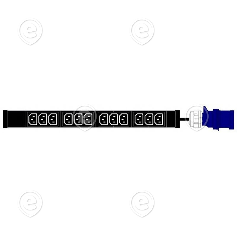 Toitepaneel 12xC13, kaabel 3m , IEC60309 ( sinine) pistik