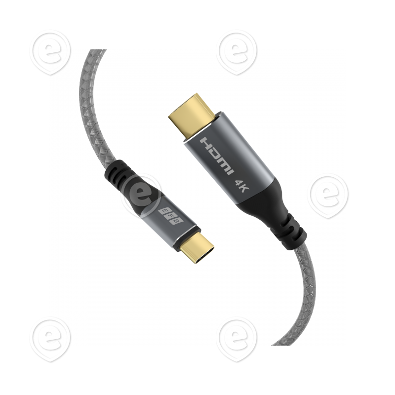 USB-C - HDMI kaabel 4K30Hz 1.8m hall tekstiil