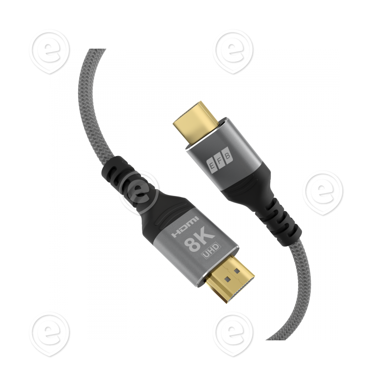 HDMI 2.1/2.0 kaabel, hall tekstiil, 8K60Hz 48Gbit/s 0,5m