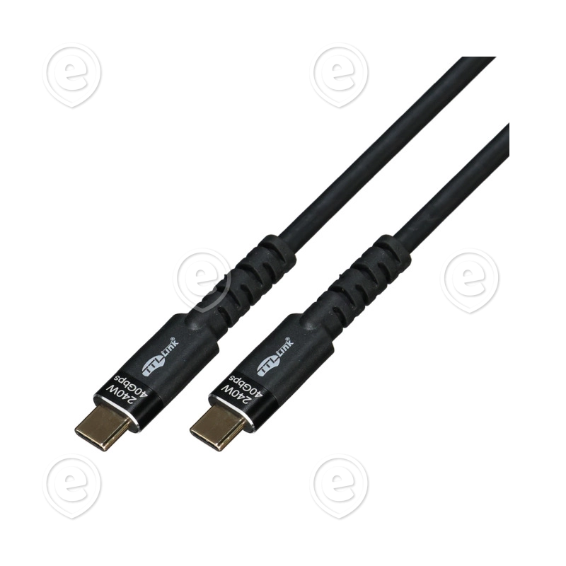USB4 Gen 3x2 kaabel 240W/5A 8K60Hz 0,5m, TPE isolatsioon, must 