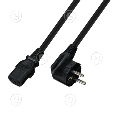 Toitejuhe ultraflex C13+Schuko pistik 90°, 1,0M, H05VV-F 3x0.75mm², must                                                                                                                                 