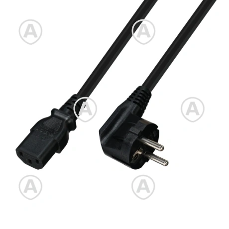 Toitejuhe ultrapehme C13+Schuko pistik 90°, 0,5M, H05VV-F 3x0.75mm², must                                                                                                                                 