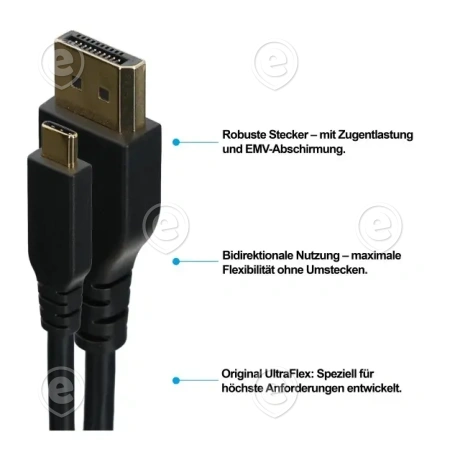 Multimeedia kaabel USB C - DisplayPort 8K, 32,4Gbit/s 0,5m kaabel, kahepoolne (bidirectional), UL-sertifitseeritud