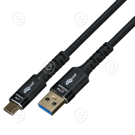 USB3.2 Gen2 kaabel 27W/3A 10Gbps 1,0m, TPE isolatsioon, must 