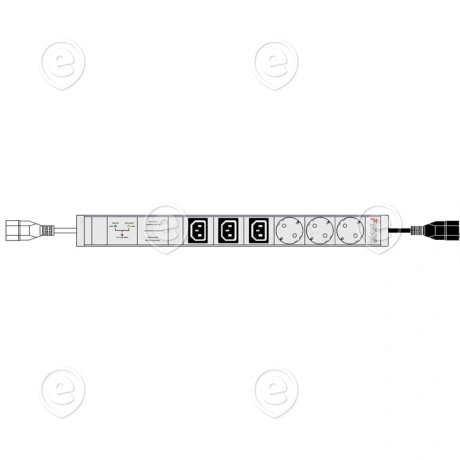 Automaatne ülekandelüliti (ATS)  19", 3xSchuko +3xC13,  2x3m C14 pistikud, max 3680W , värvus hall                                                                                                                                       