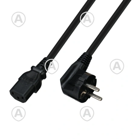 Toitejuhe ultrapehme C13+Schuko pistik 90°, 3,0M, H05VV-F 3x1,00mm², must                                                                                                                                 