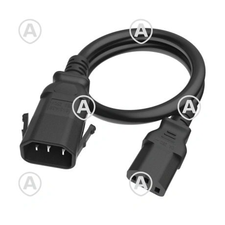 Toitejuhe 2,0m C13+C14 P-lukustusega, 3Gx1,00mm², must                                                                                                                                                 