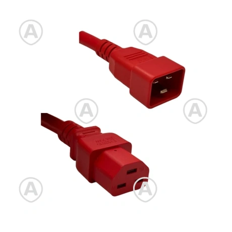 Toitejuhe 0,9m C20+C21, 3Gx3,31 mm², 20A/250V punane                                                                                                                                                 