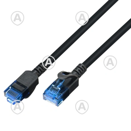 Vahekaabel CAT6A UTP, Slim 3,8mm, must 0,5M