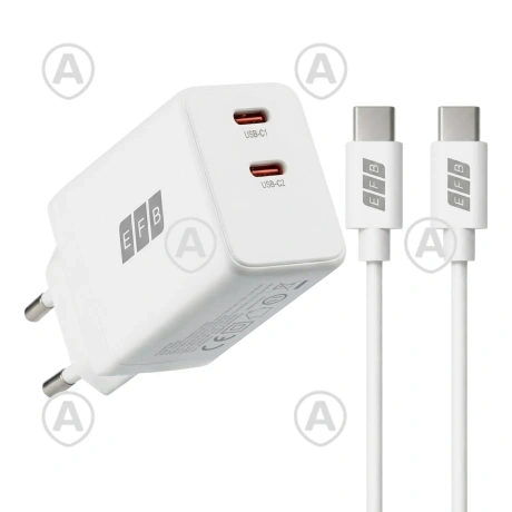2xUSB-C 45W GaN QC3.0 laadija, 1x2m juhe komplektis 