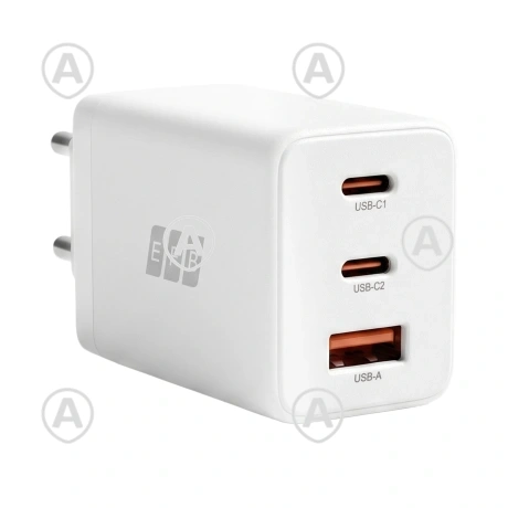 2xUSB-C + 1xUSB-A 65W GaN QC3.0 laadija 