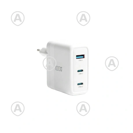 2xUSB-C + 1xUSB-A 100W GaN QC3.0 laadija 