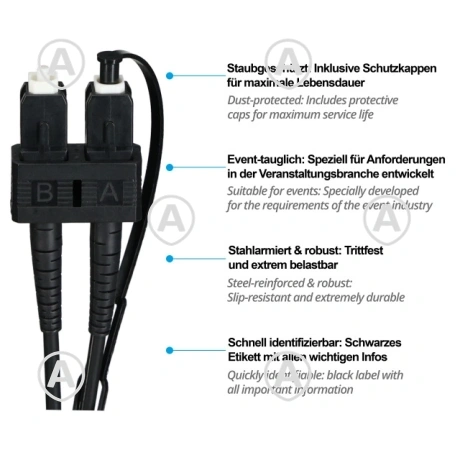 Jätkukaabel Blackseria MM SC/SC duplex 2x50/125 OM4 15m                                                                                                                                        