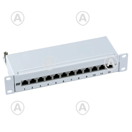 10“ 1U paneel, 12xRJ45 CAT6A STP RAL7035