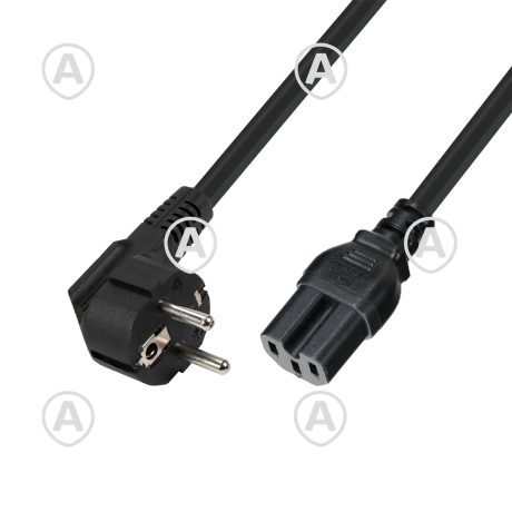 Toitejuhe CEE 7/7 (90°)-C15 (180°) H05RR-F 3x1.00 mm², must, 1,5 m                                                                                                                                      