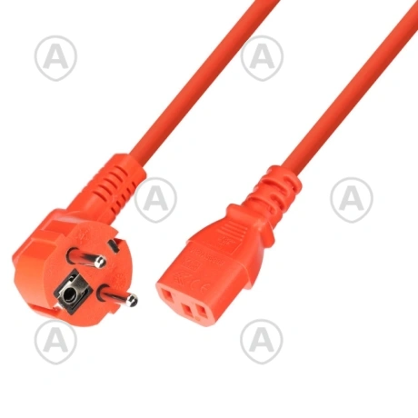 Toitejuhe  C13+Schuko pistik 90°, 1,8M, H05VV-F 3x0.75mm²,  punane                                                                                                                                 
