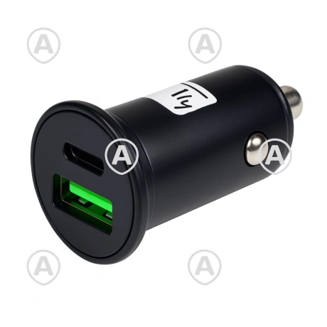 Mini-autolaadija USB-A ja USB-C, 45 W, must