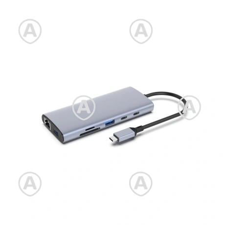USB-C 10-in-1 dokkimisjaam kuni 2 monitorile, 2× HDMI, LAN, USB-A, 2× USB-C, SD/TF ja PD 100 W