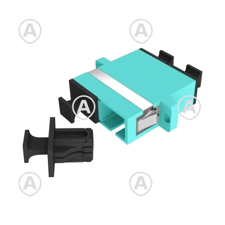 Adapter SC Duplex MM OM3, plastik, keraamiline hülss, värvus aqua                                                                                              