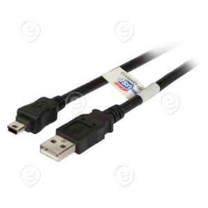 USB2.0 Connection Cable A-Mini B (5pol), M-M, 1,0m, black, Premium                                                                                                                   