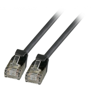 RJ45 Patch cable U/UTP, Cat.6A, Raw cable TPE 3,6mm ultraflex, 0,5m, black