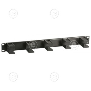 19" 1U Cable Routing Panel, 5 x Plastic Bracket for FO, Front Panel RAL9005