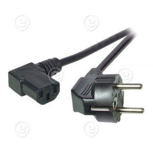 Power Cable CEE7/3 90° - C13 90°, black, 5.0 m, 3 x 1.00 mm²