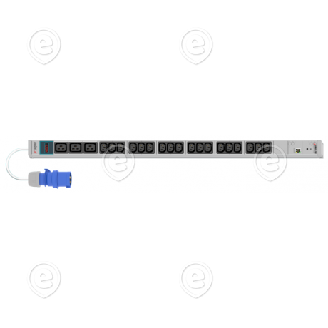 Toitesiin 18xC13 + 3xC19 ampermeetriga, IP fukts, 3m -IEC60309 pistik, pikkus 861mm, RAL7035                                                                                                                        