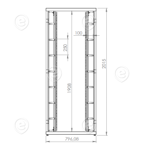 Karkass LT1 42U 2000x800x600mm (k,l,s), 19"rööpad ees ja taga                                                                                                                                    