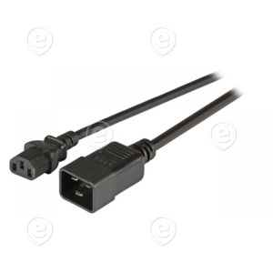 Extension Cable C20 180° - C13 180°, Black, 1.8 m, 3 x 1.00 mm²