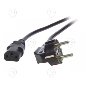 Power Cable Schuko 90°-C13 180 °, black, 5m       