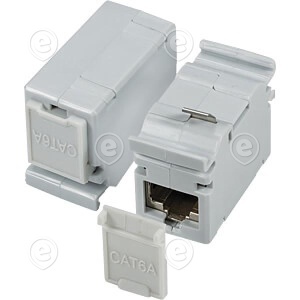 Patch cable coupler 2 x RJ45 jack, Cat.6A, DIN rail