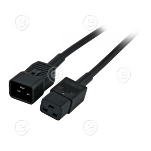 Extension Cable C20 180° - C19 180°, black 1m