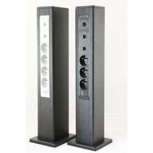 Mediaport MAGNAT-TOWER - double-sided (80x120mm), black, with 2 x 6-module strips in black colour 