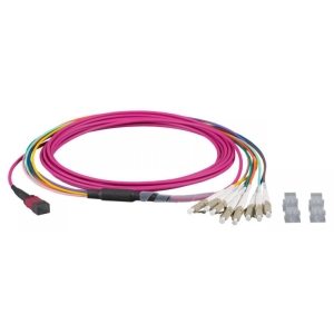 MTP®-F/LC 8-fiber patch cable OM4, LSZH erica-violet, 10m
