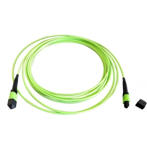 MTP®-F/MTP®-F 12-fiber matrix patch cable OM5, LSZH lime green, Code B, 15m