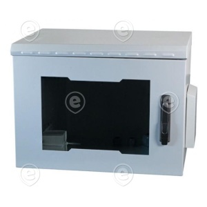 19" Wall Housing IP55, 9U, Glass Door, Depth 600 mm, RAL7035