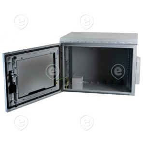 19" Wall Housing IP55, 12U, Glass Door, Depth 600 mm, RAL7035