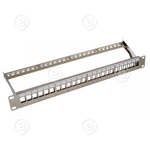 Patch panel 24-port, unloaded, silver metallic    