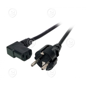 Power Cable CEE7/3 180° - C13 90°, black, 2,0 m, 3 x 0,75 mm²