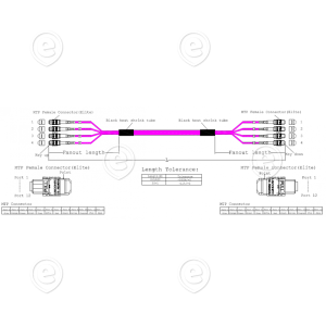 MTP®-F/MTP®-F 48-fiber matrix Patch cable OM4, Code A