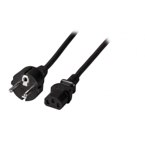 Power Cable Schuko 180°-C13 18 0°, grey, 3 m, 3 x 0.75 mm²