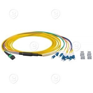 MTP®-F/LC 8-fiber patch cable OS2, LSZH yellow, 2m