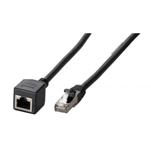 RJ45 patch cable extension Cat.6A, S/FTP, AWG26, black 2,0m