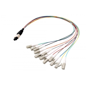 MTP®-M/LC 12-fiber patch cable OS2, LSZH  yellow, 1,0m