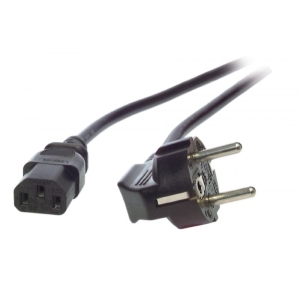 Power Cable Schuko 90°-C13 180 °, black, 1 m, 3 x 