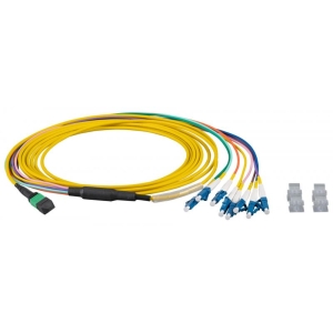 MTP®-F/LC 8-fiber patch cable OS2, LSZH yellow, 3m