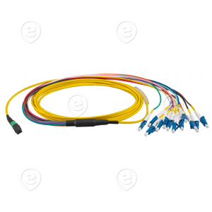 MTP®-F/LC 12-fiber patch cable OS2, LSZH yellow, 1m